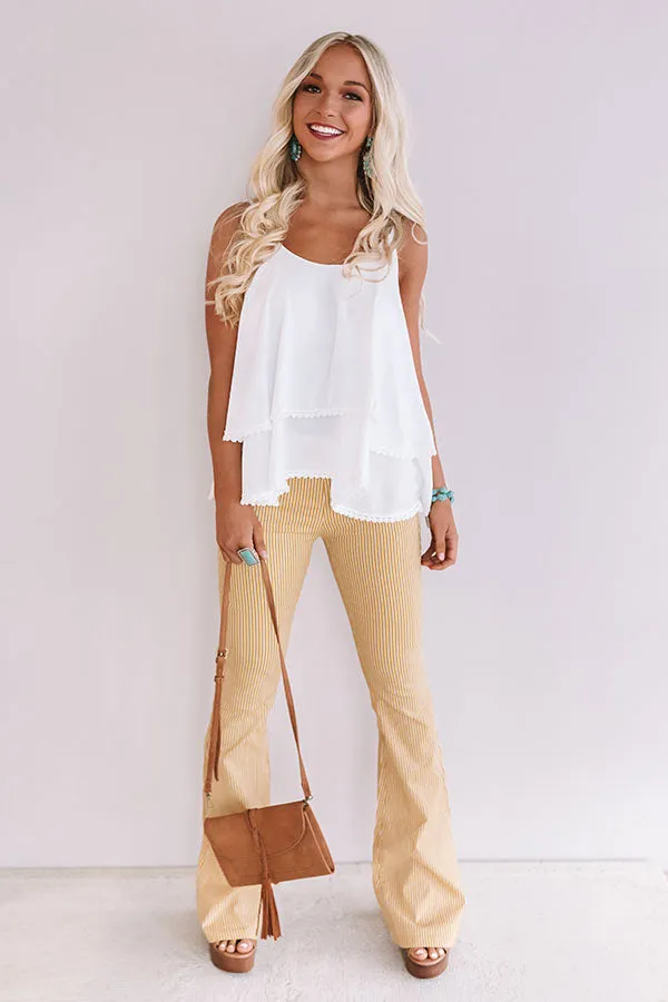 Sand Tropez Ruffle Tank In White