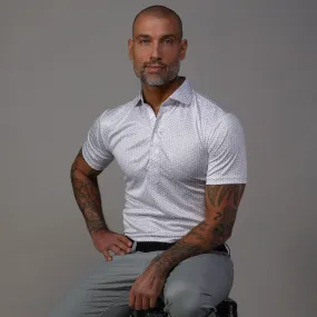 Semi-Spread Collar Polo White Geo