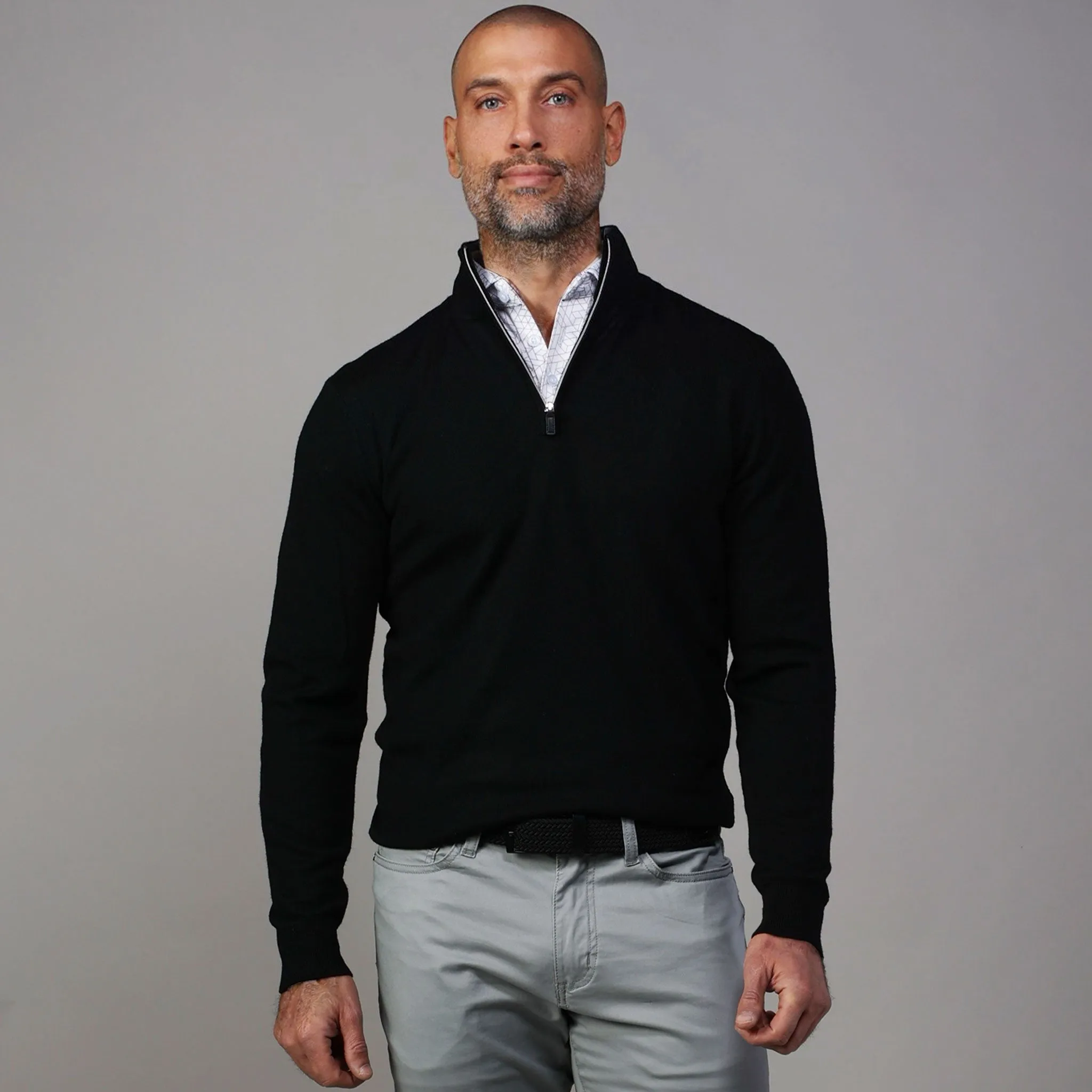 Semi-Spread Collar Polo White Geo