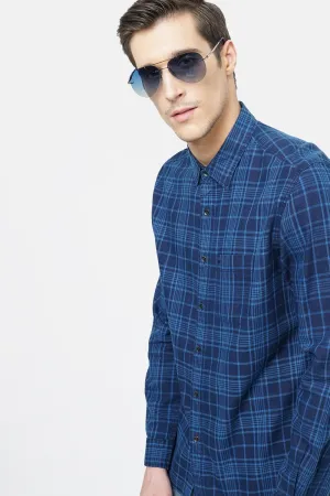 Slim Fit Indigo Checks Shirt