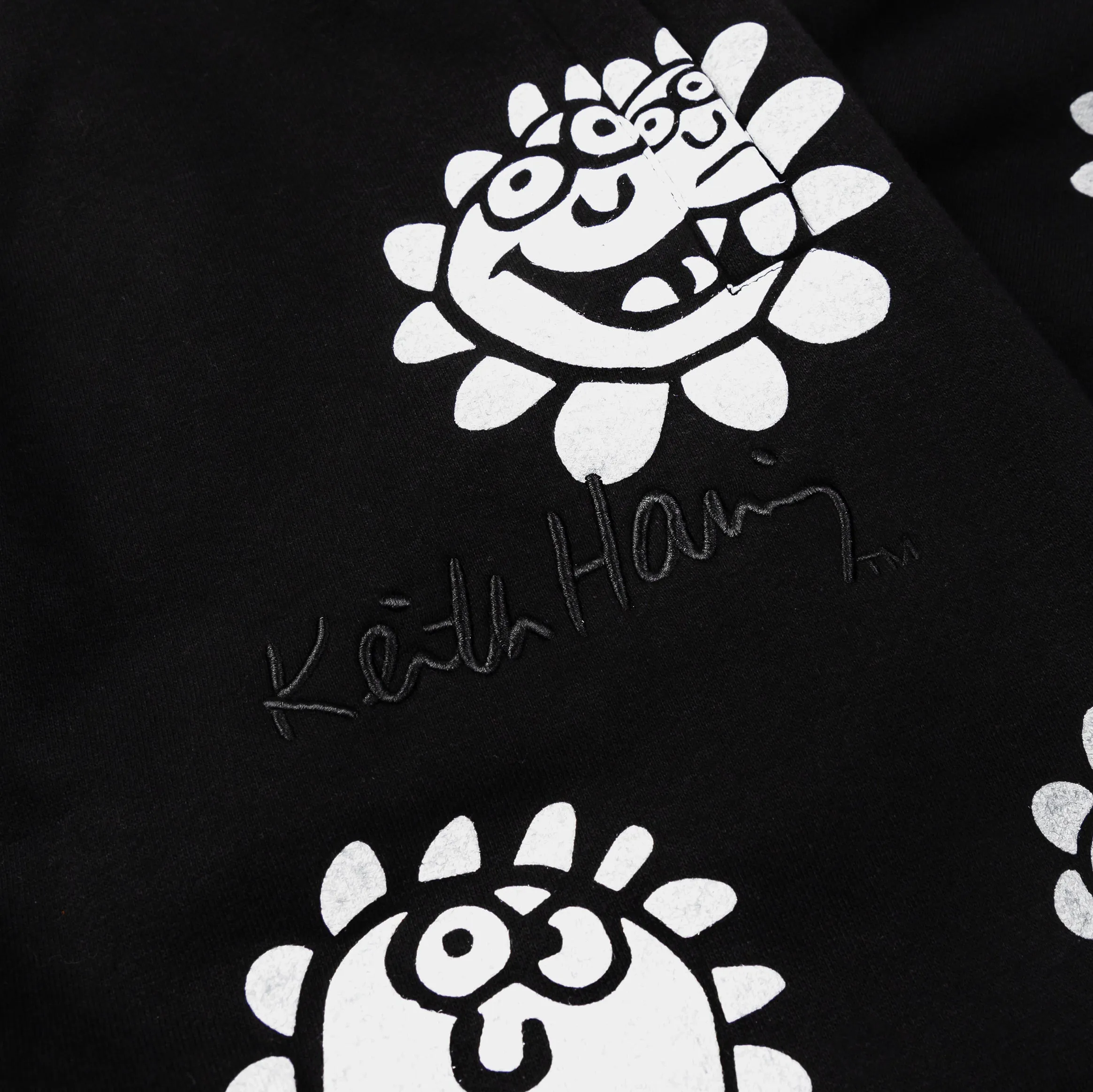 SP x Keith Haring White Flowers Joggers Mens Pants (Black/White)