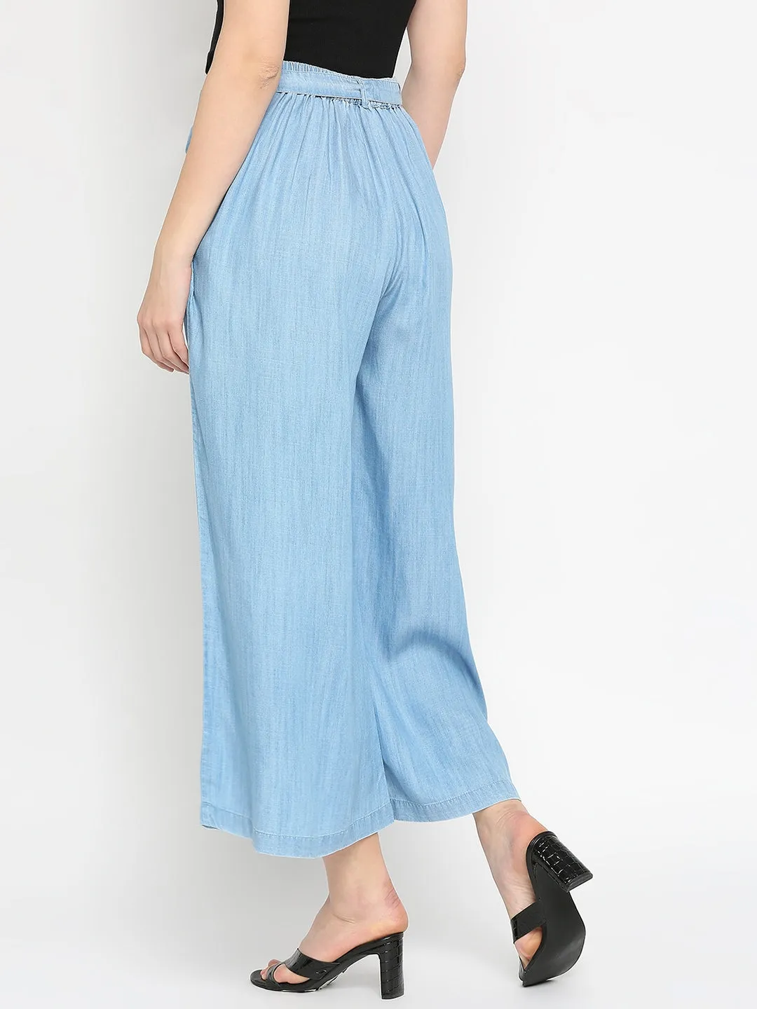 Spykar Women Light Blue Cotton Trouser