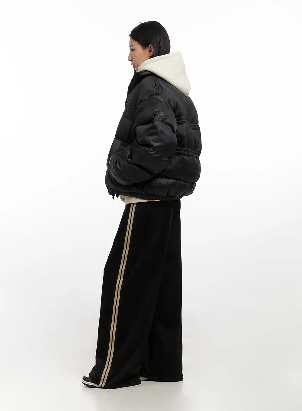 Suede Flared Wide Fit Pants CN428