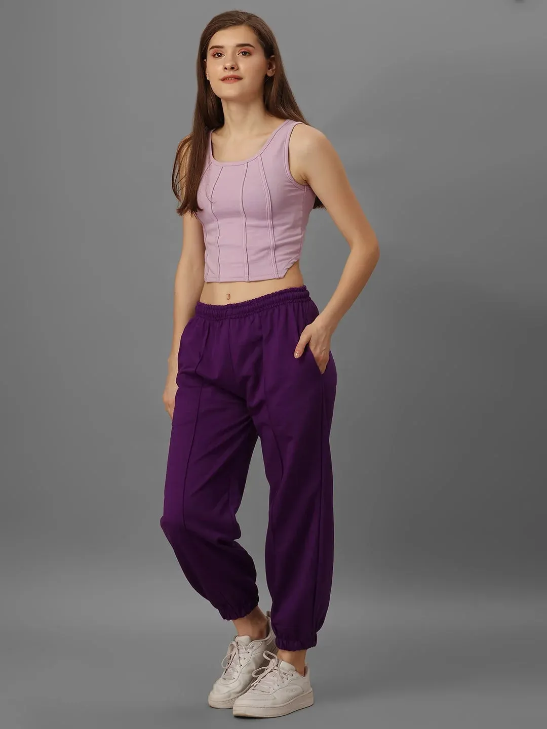 SXV Basic CO-ORDS set : lavender Corset Croptop And joggers Combo