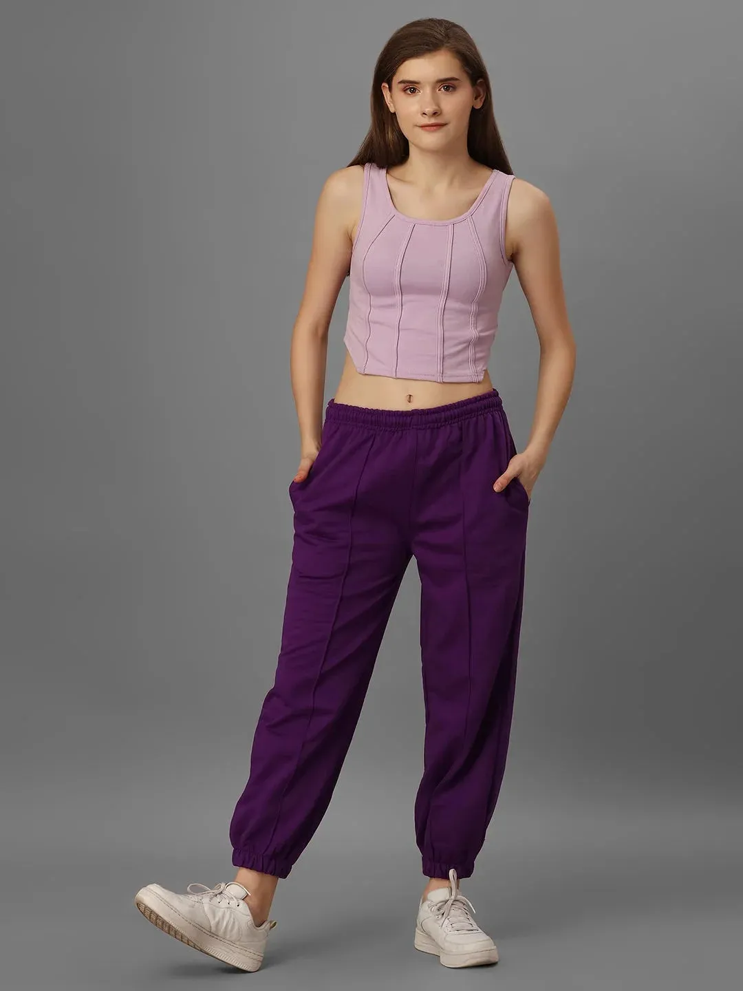 SXV Basic CO-ORDS set : lavender Corset Croptop And joggers Combo