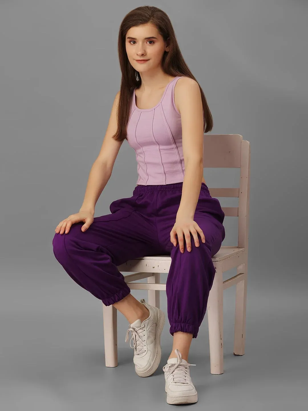 SXV Basic CO-ORDS set : lavender Corset Croptop And joggers Combo