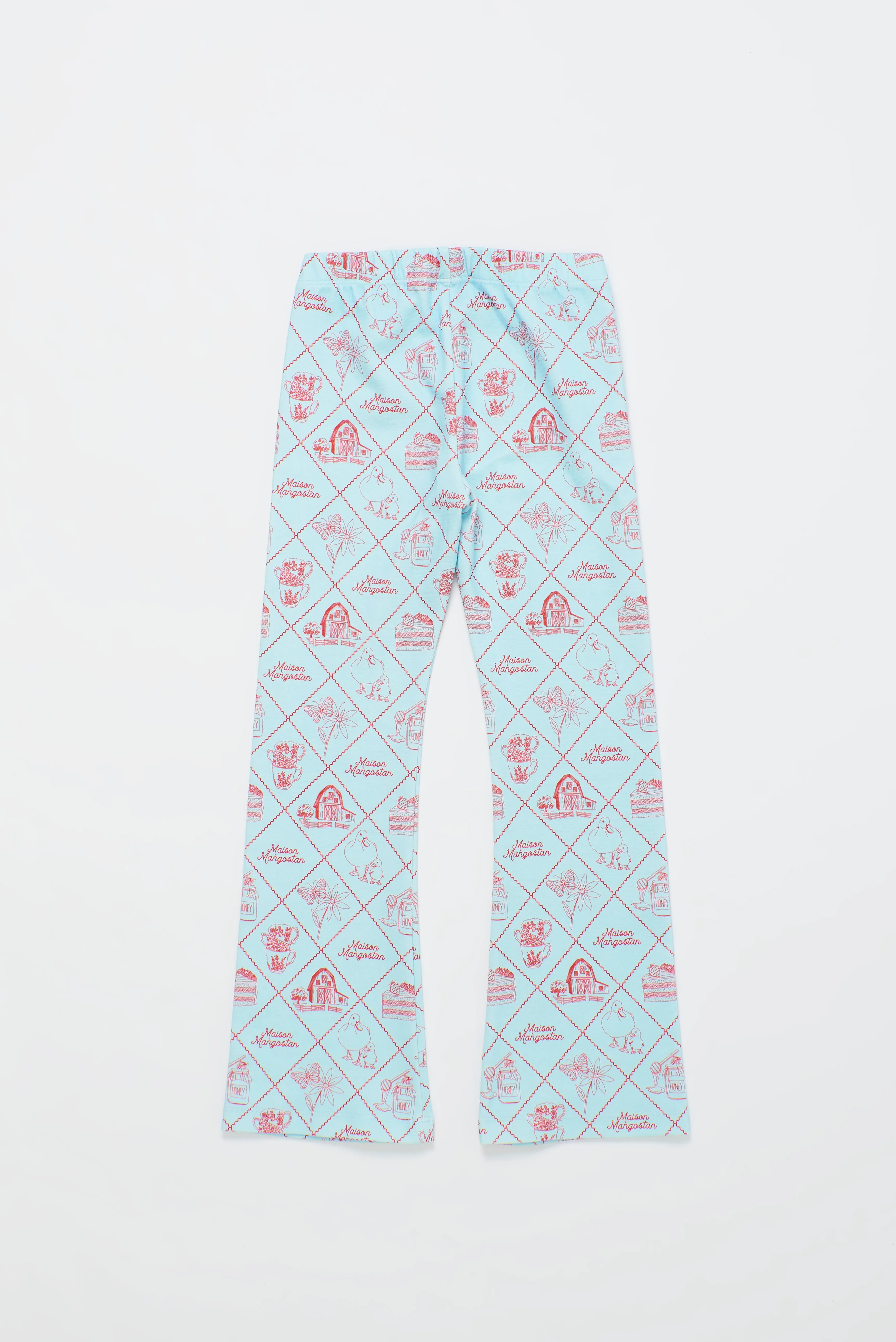 TABLE CLOTH FLARED LEGGING LIGHT  BLUE/ RED