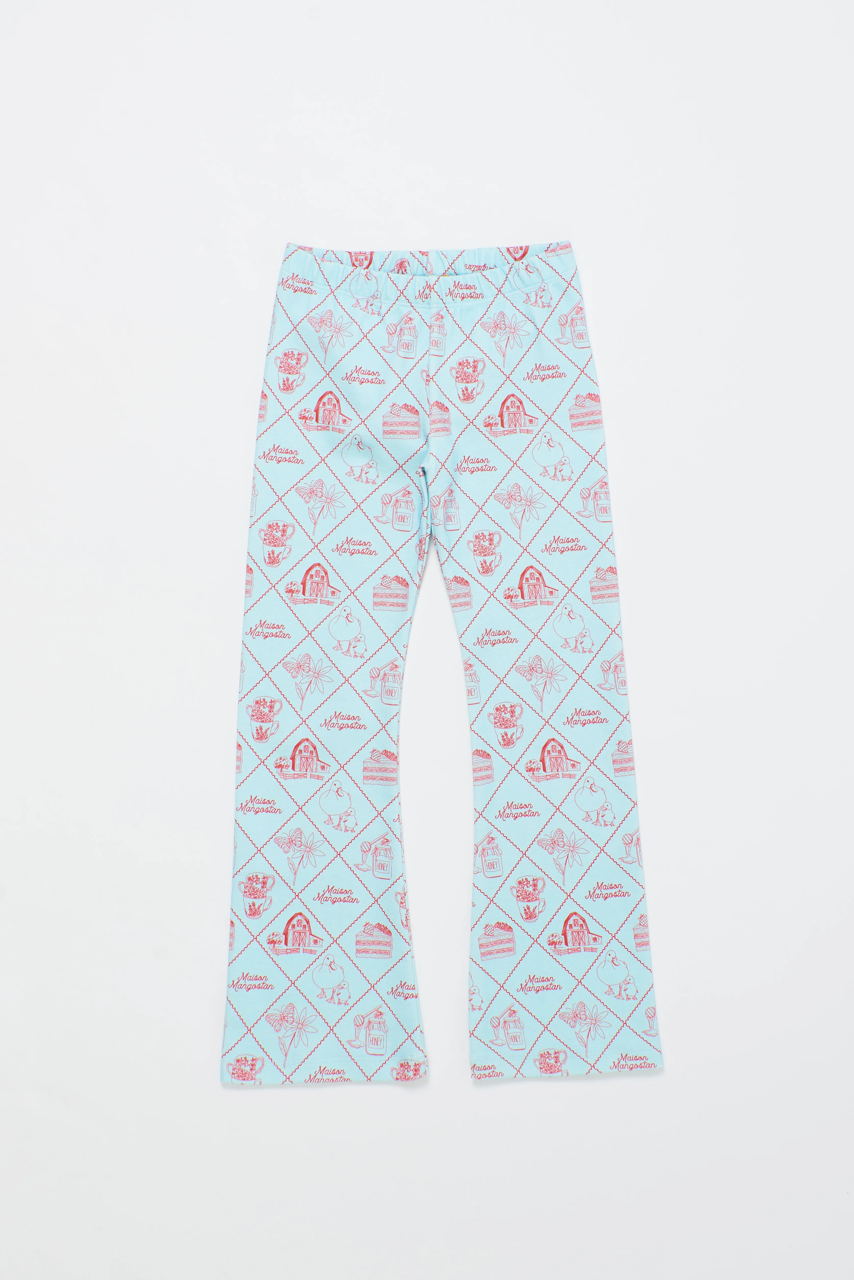 TABLE CLOTH FLARED LEGGING LIGHT  BLUE/ RED