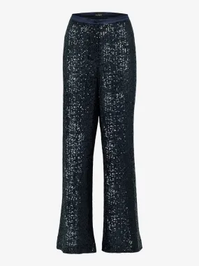 Tailored Sequined Trousers - Dark Navy