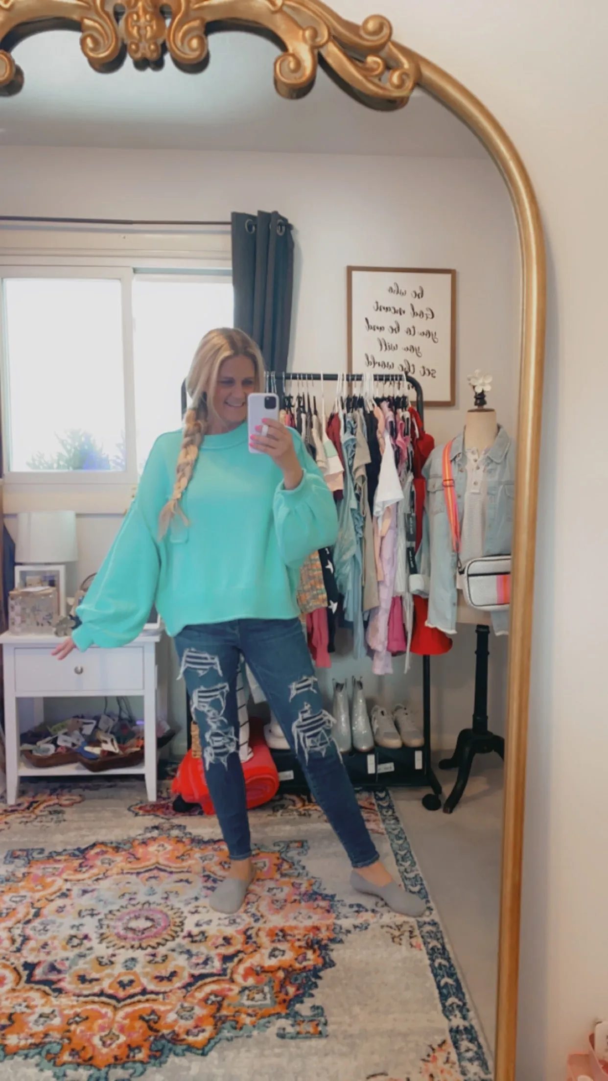 Terri teal spring sweater