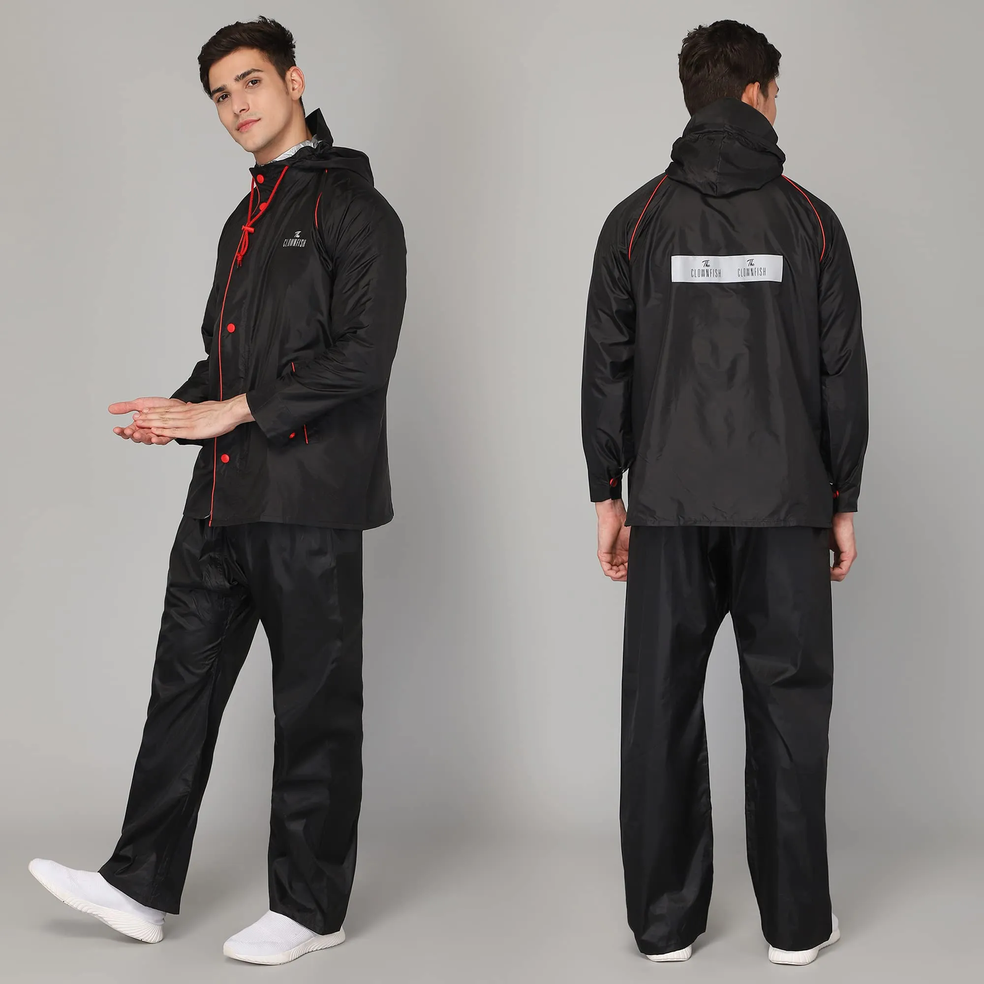 THE CLOWNFISH Men's Solid Raincoat (CAPTAIN-202-XXL-GR_Grey_XX-Large)