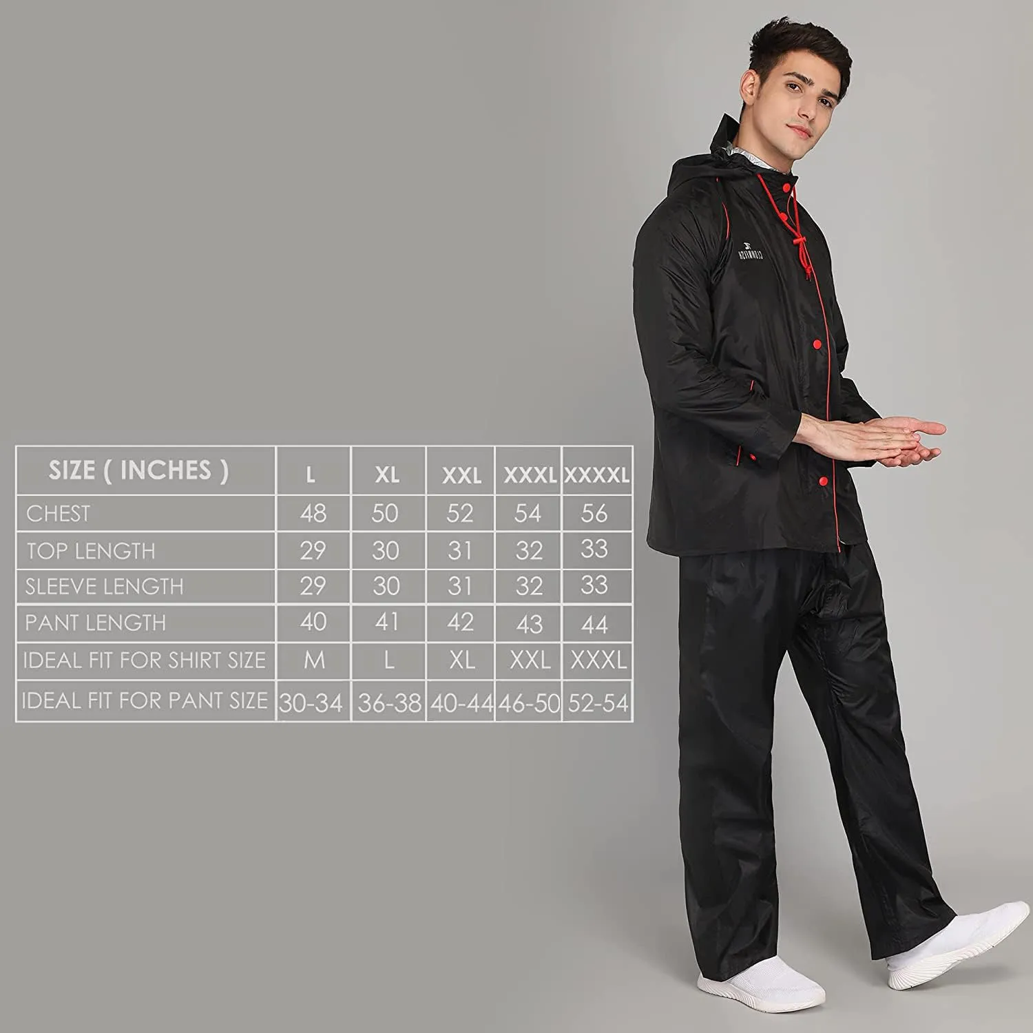 THE CLOWNFISH Men's Solid Raincoat (CAPTAIN-202-XXL-GR_Grey_XX-Large)
