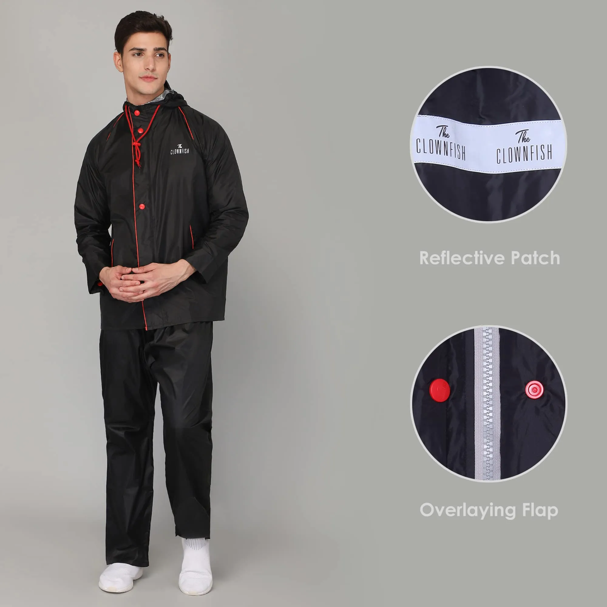 THE CLOWNFISH Men's Solid Raincoat (CAPTAIN-202-XXL-GR_Grey_XX-Large)