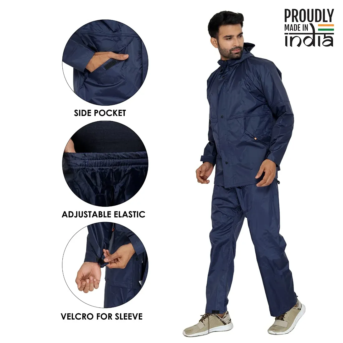 THE CLOWNFISH Rain Coat for Men Waterproof for Bike Raincoat for Men with Hood Nylon Material. Set of Top and Bottom. Seal Series (Grey, XX-Large)