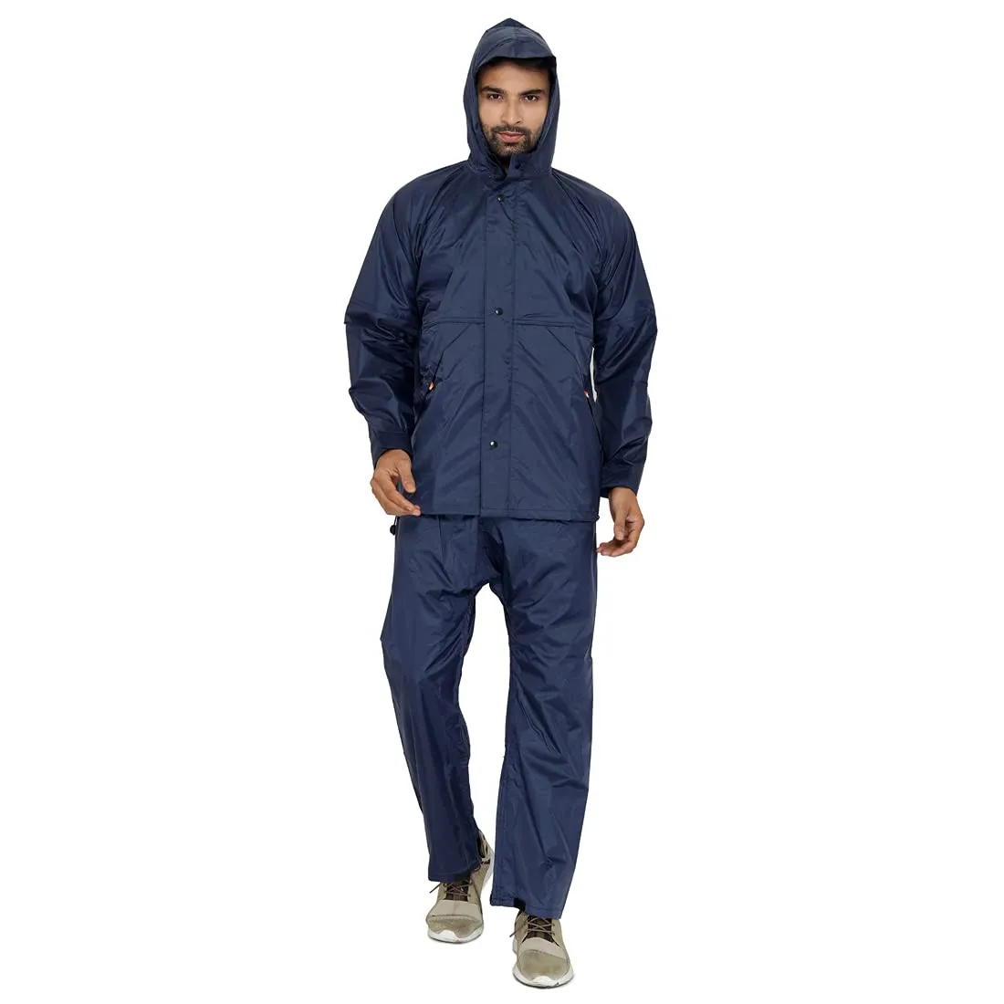 THE CLOWNFISH Rain Coat for Men Waterproof for Bike Raincoat for Men with Hood Nylon Material. Set of Top and Bottom. Seal Series (Grey, XX-Large)