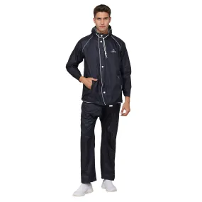 THE CLOWNFISH Rain Coat for Men Waterproof for Bike Reversible Double Layer with Hood Raincoat for Men. Set of Top and Bottom Packed in a Storage Bag Captain Pro Series (Blue, Large)