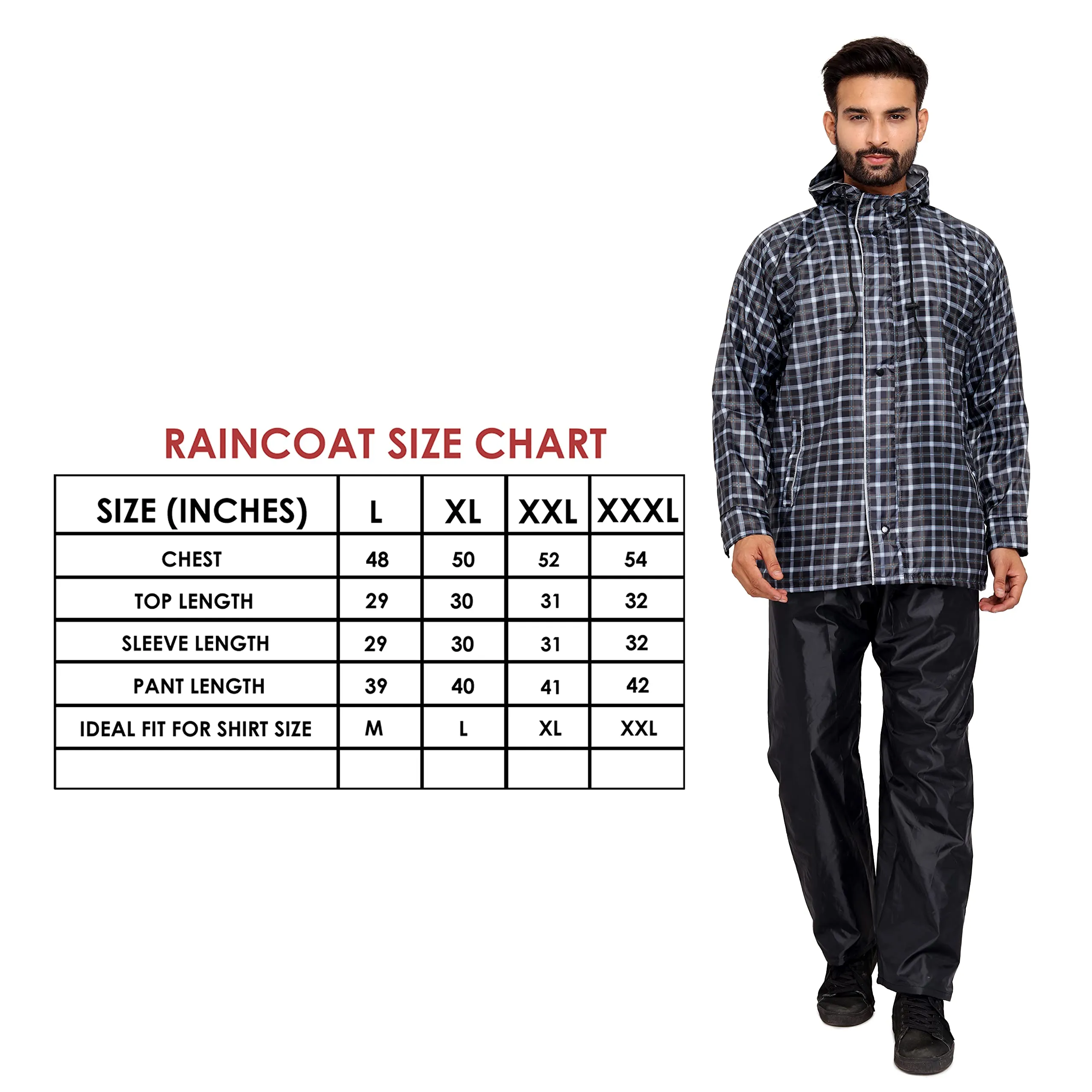 THE CLOWNFISH Royal Series Men's Waterproof Polyester Double Coating Reversible Raincoat with Hood and Reflector Logo at Back for Night Travelling. Set of Top and Bottom (Black, XXX-Large)