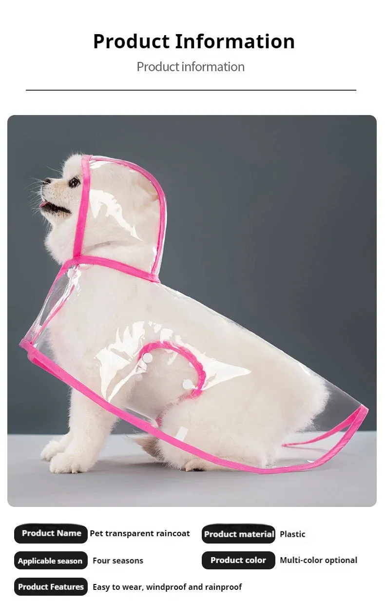 Transparent Raincoat for Dogs - Durable, Windproof, and Waterproof
