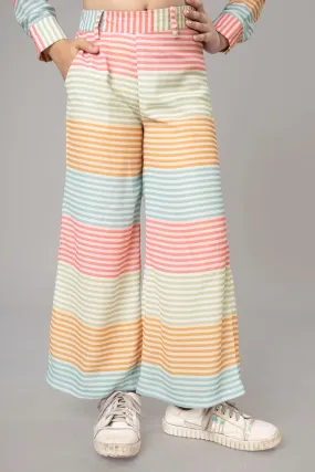 Trendy Stripes Flared Bottom For Girls