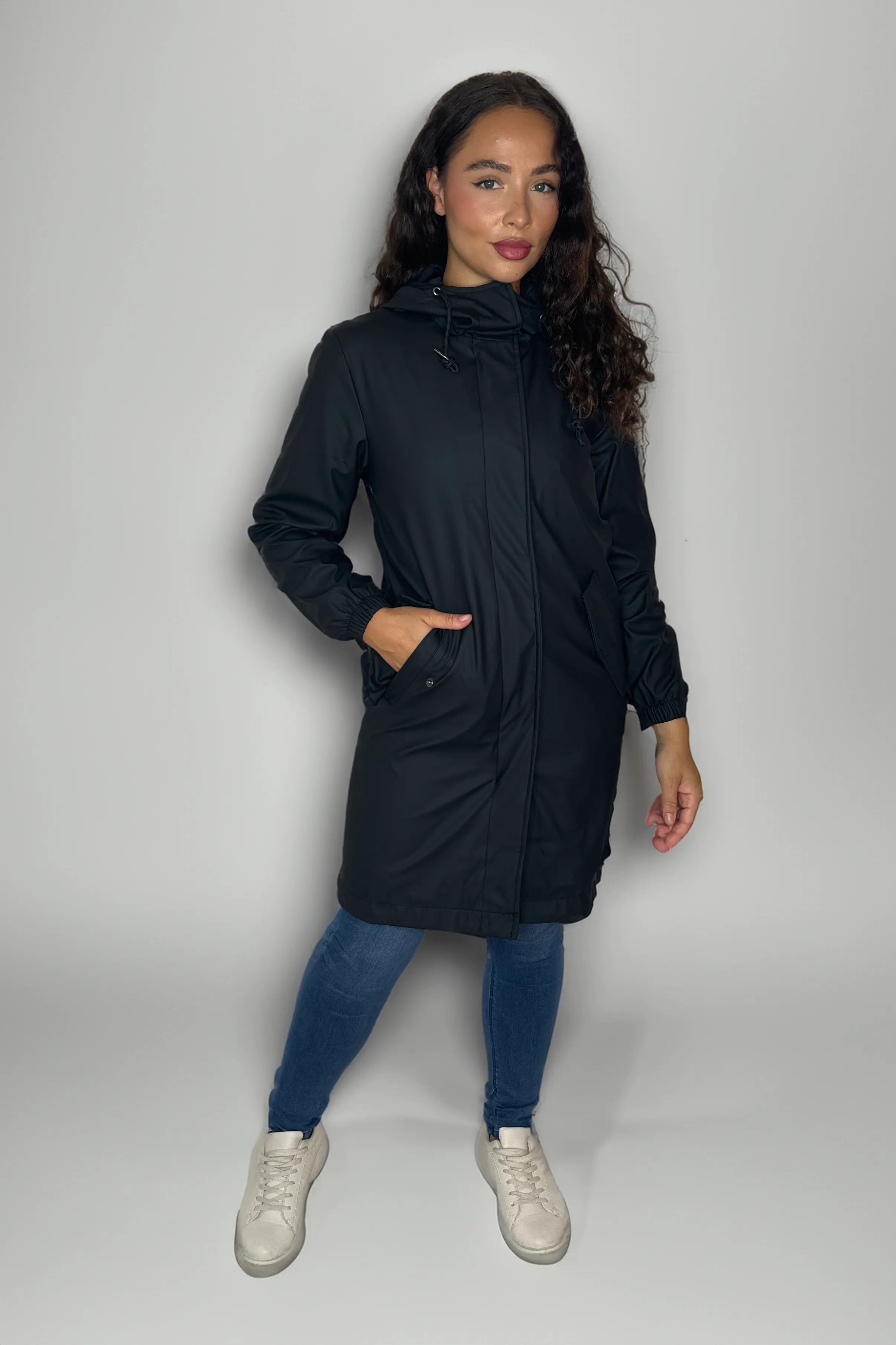Water Proof Hooded Knee Length Raincoat