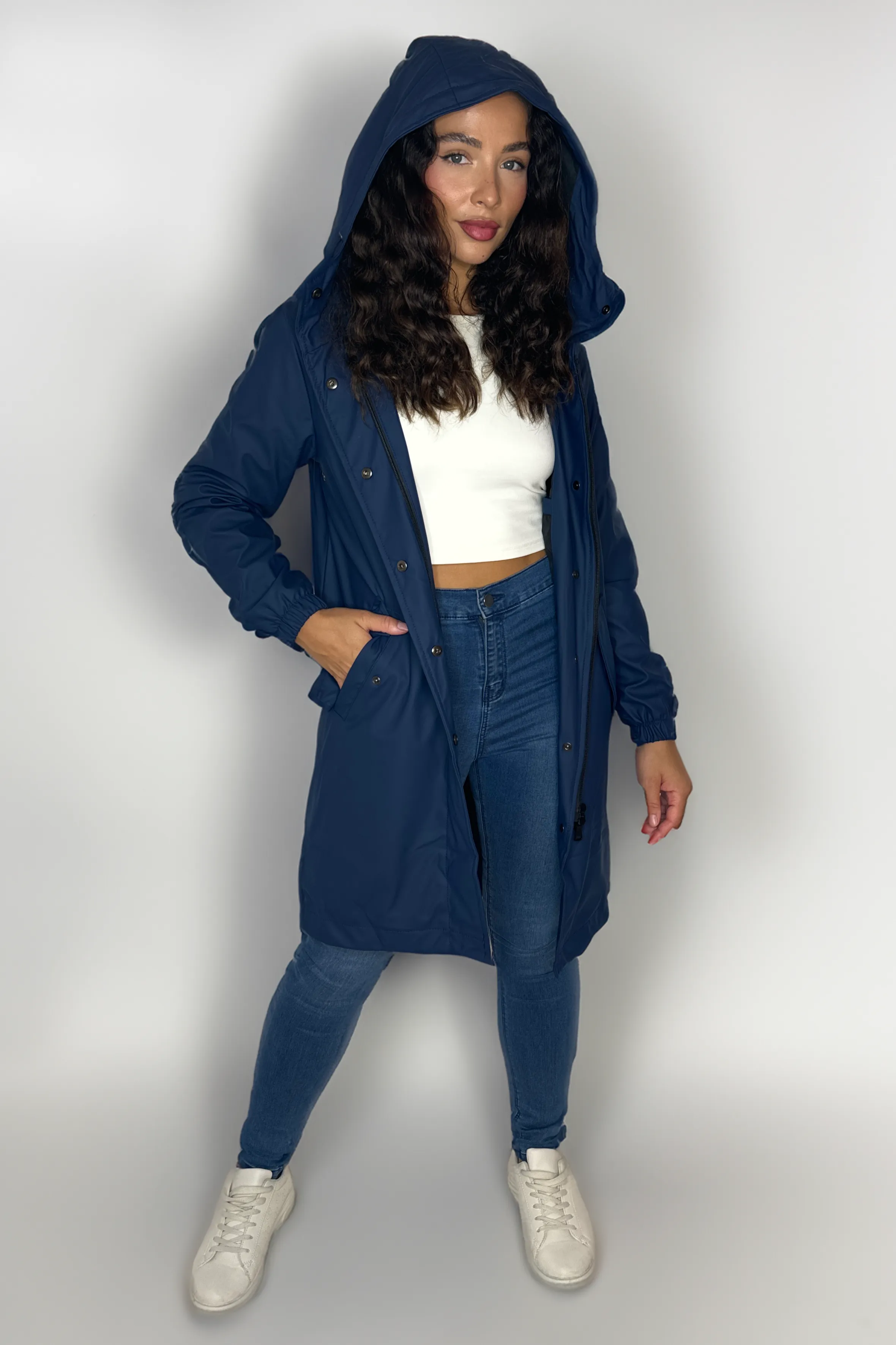 Water Proof Hooded Knee Length Raincoat
