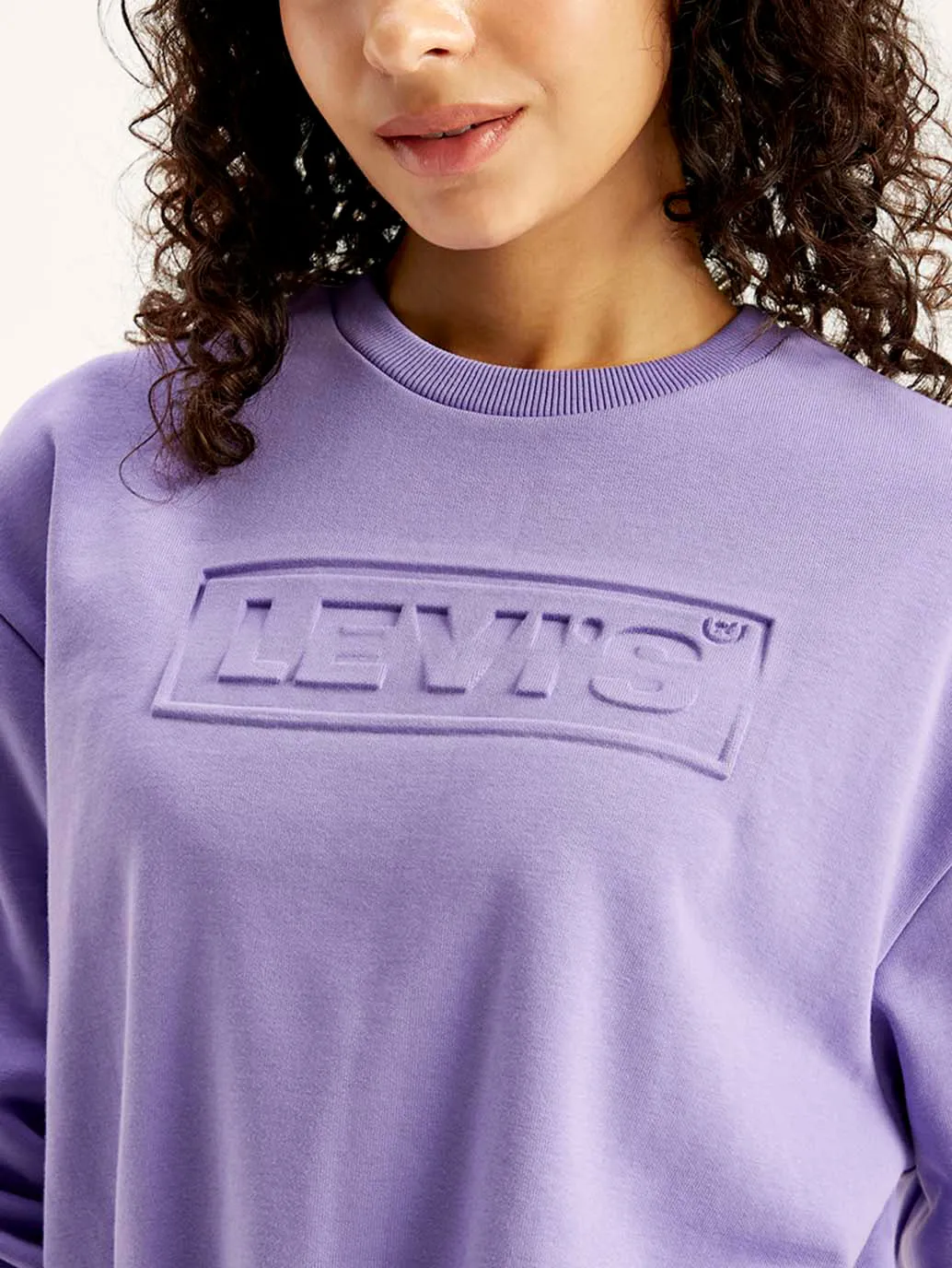 Women's Brand Logo Lavender Crew Neck Sweatshirt