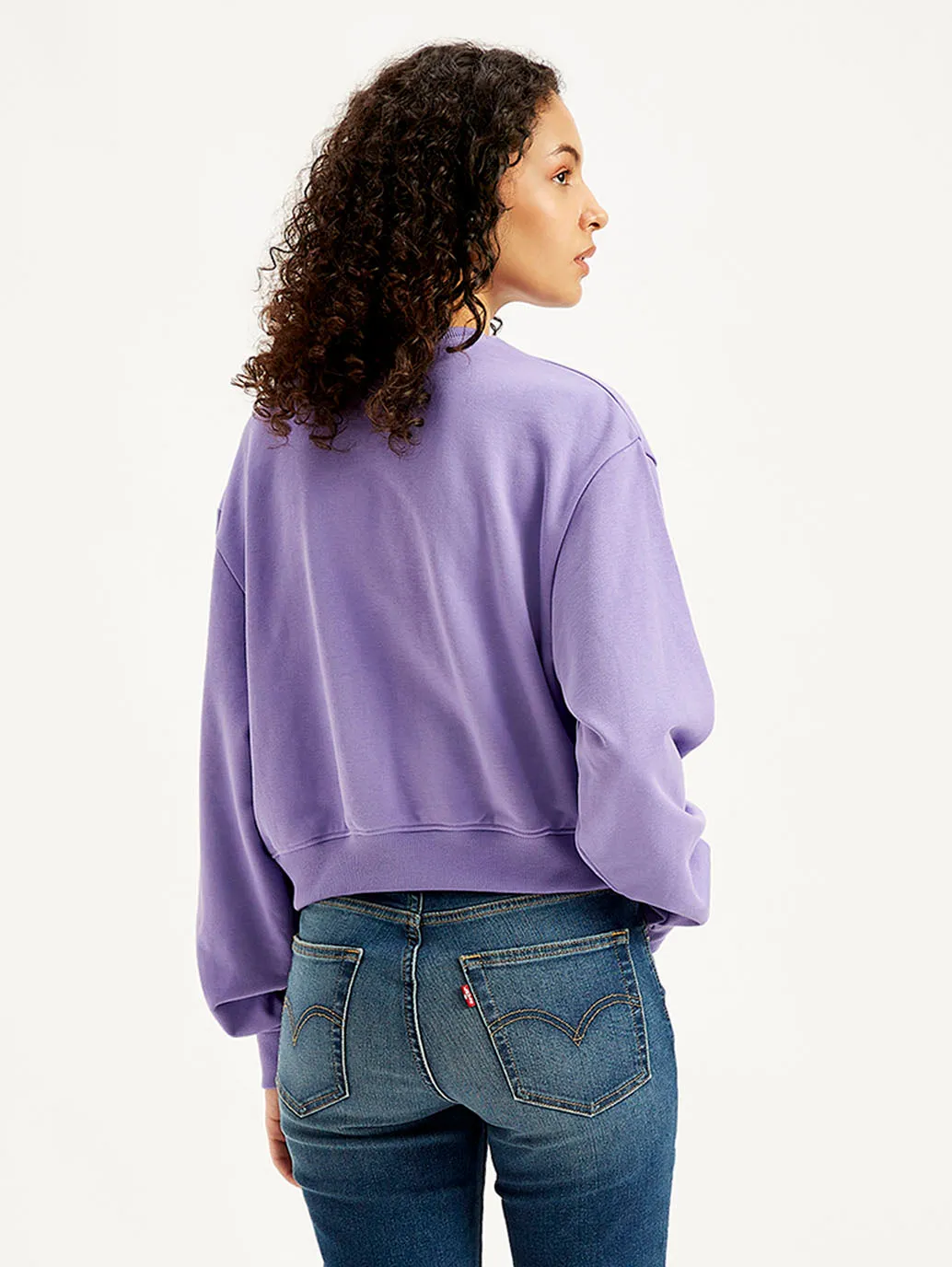 Women's Brand Logo Lavender Crew Neck Sweatshirt