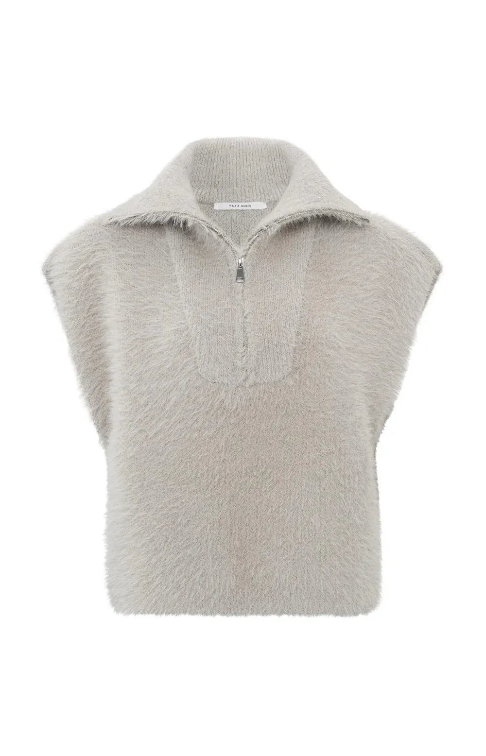 YAYA SLEEVELESS HALF ZIPPER DOVE GREY