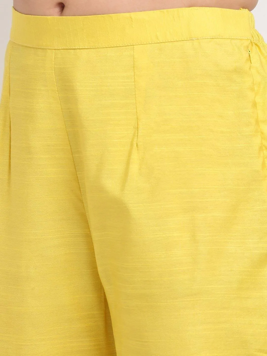 Yellow  Straight Kurti Pants Suit Set with Dupatta